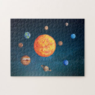 Aquarell Sonnensystem Planeten Sonne Erde