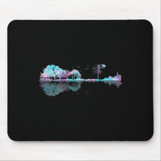 Aquarell-Sonnenuntergang-Disc-Golf-Gitarrenspieler Mousepad