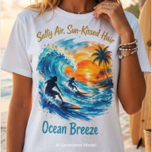 Aquarell-Sonnenuntergang-Surfer – Ozeanbrise-Grafi