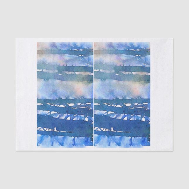 Aquarell-Sonnenuntergang-WaldDecoupage gemischte Seidenpapier (Vorderseite)