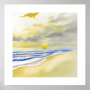 Aquarell-Sonnenuntergangs-Kunstposter Poster