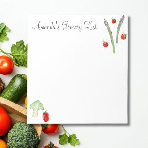 Aquarell Spargel, Brokkoli, Tomaten, Paprika Notizblock