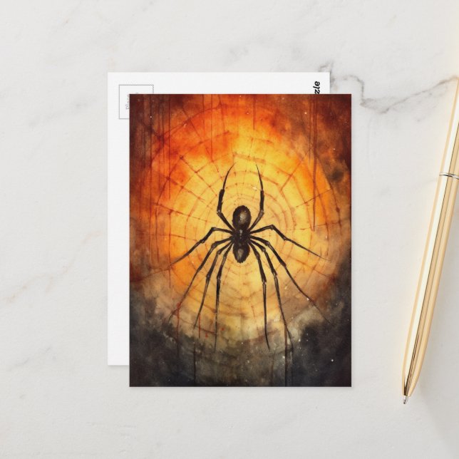Aquarell-Spinne  Postkarte (Vorderseite/Rückseite Beispiel)