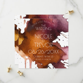 Aquarell-Splat-Hochzeit Save The Date