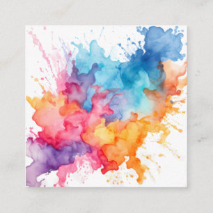 Aquarell-Spritzer-Regenbogen Quadratische Visitenkarte