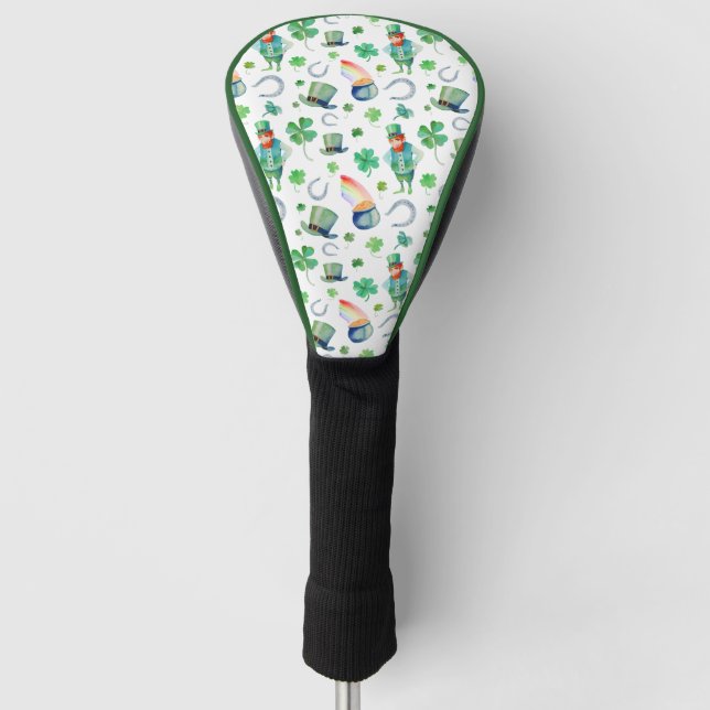 Aquarell-St Patrick Tagesmuster Golf Headcover (Vorderseite)