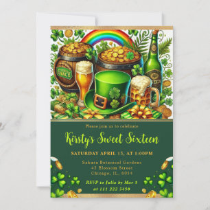 Aquarell St. Patricks Day Sweet Sixteen Einladung