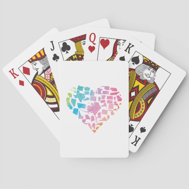 Aquarell-Staat-Herz Spielkarten (Rückseite)
