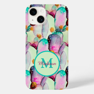 Aquarell Stachelige Birnenkaktus Blumen Monogramm Case-Mate iPhone 14 Hülle