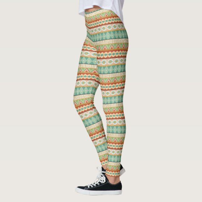 Aquarell-Stammes- Muster SüdwestGeo-Schritt-| Leggings (Links)