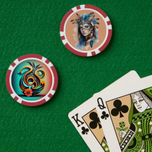 Aquarell Stammes-Schönheit: Geist der Boheme-Kunst Pokerchips