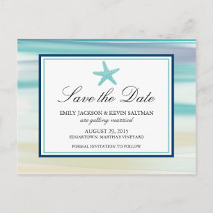 Aquarell Starfish Save the Date Ankündigungspostkarte