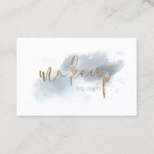 Aquarell Staubblau und Gold Make-up Visitenkarte