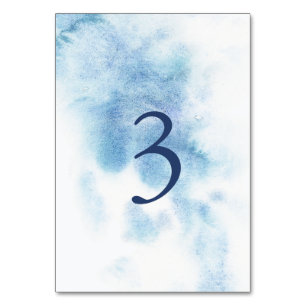 Aquarell Staubblau Winter Hochzeit Tischnummer