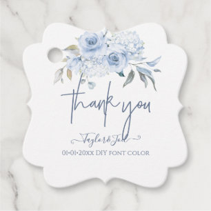 Aquarell Staubblaue Rosen Dankeschön-Schrift Geschenkanhänger