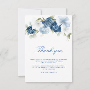 Aquarell Staubblauer Blumen-Script Dankeskarte