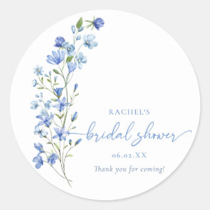 Aquarell Staubblauer Wildblumen-Brautjunggesellinn Runder Aufkleber
