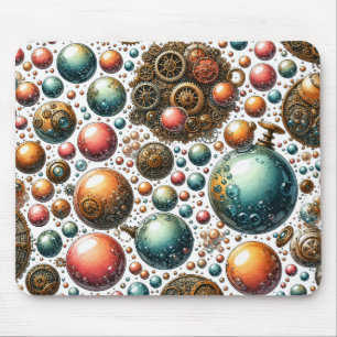 Aquarell-Steampunk-Blasen & Zahnräder Mousepad