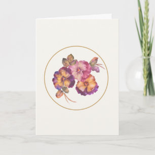 Aquarell Stiefmütterchen-Blüten Grußkarte Karte