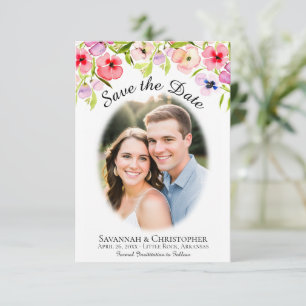 Aquarell-Stiefmütterchen, Wildblumen & Foto-Hochze Save The Date