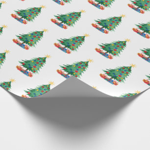 Aquarell-Stil Weihnachtsbäume und Geschenke Muster Geschenkpapier