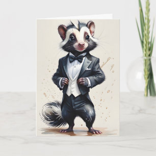 Aquarell-Stinktier-Tuxedo-Schleife Taschentuch  Karte