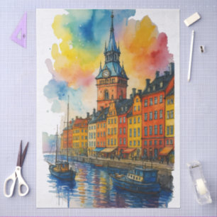 Aquarell Stockholm Schweden Altstadt Gamla Stan Seidenpapier