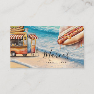 Aquarell-Strand-Food-Truck-Unternehmen Visitenkarte