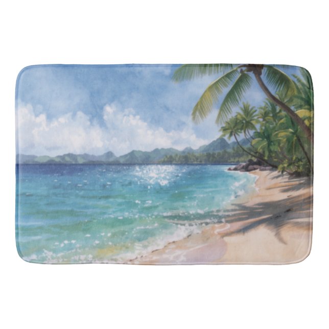 Aquarell Strand Hawaii Badematte (Vorderseite)