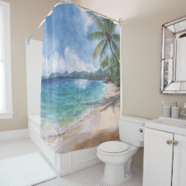 Aquarell Strand Hawaii Duschvorhang