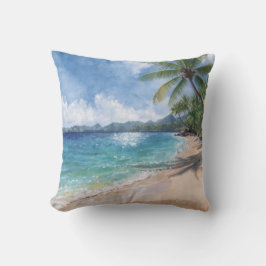 Aquarell Strand Hawaii Kissen