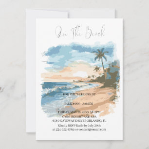 Aquarell Strand Hochzeit am Strand  Einladung