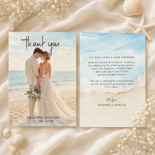 Aquarell-Strand Hochzeit am Strand Sommerhochzeit Dankeskarte