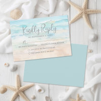 Aquarell Strand Hochzeit RSVP Antwortkarte