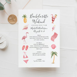 Aquarell-Strand-Junggesellinnen-Wochenend-Itinerar Einladung
