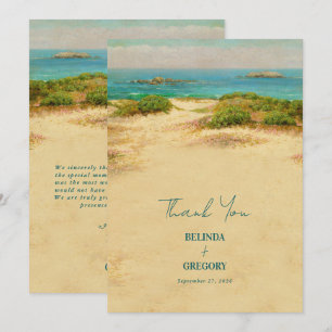 Aquarell-Strand Küstenhochzeitsziel Dankeskarte