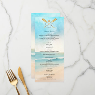 Aquarell-Strand-Ruder-Hochzeit Menükarte