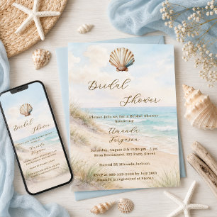 Aquarell-Strand-Sanddünen-Brautjungfernparty Einladung