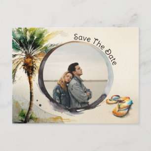 Aquarell-Strand Save-the-Date Postkarte