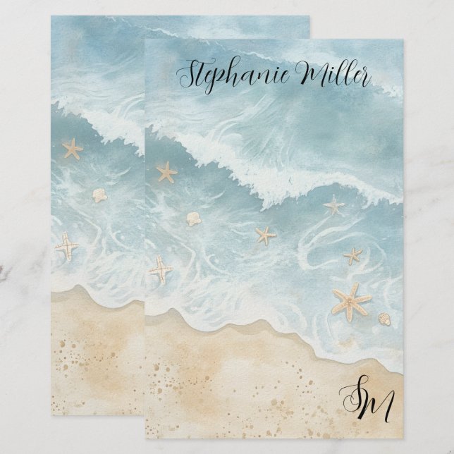 Aquarell-Strand-Schreibwaren  Briefpapier (Vorne/Hinten)