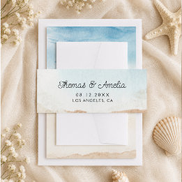 Aquarell Strand Sommerhochzeit am Strand Einladungsbanderole