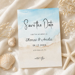 Aquarell Strand Sommerhochzeit am Strand Save The Date
