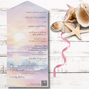 Aquarell-Strand-Sonnenuntergang Alles-in-Einem-Hoc All In One Einladung