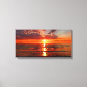 Aquarell-Strand-Sonnenuntergang Leinwanddruck