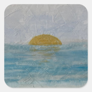 Aquarell-Strand-Sonniger-Tag-Ozean-Aufkleber Quadratischer Aufkleber