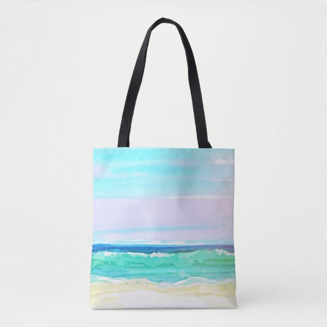 Aquarell-Strand-Szene 1 Tasche (Vorderseite)