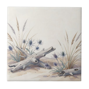 Aquarell Strand-Treibholz Strand-Holly-Strand Fliese