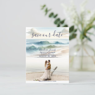 Aquarell Strand Wellen Küsten Save the Date Foto Einladung