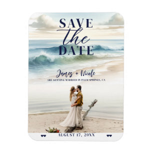 Aquarell Strand Wellen Küsten Save-the-Date-Foto Magnet
