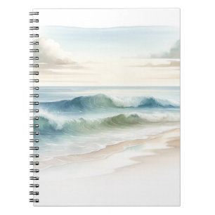 Aquarell Strand Wellen Rustikale Küste  Notizblock